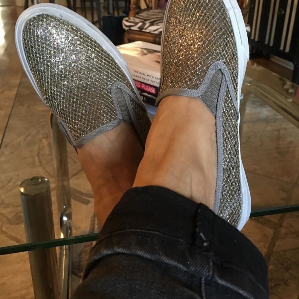 Sparkly slip on sneakers for women size 6